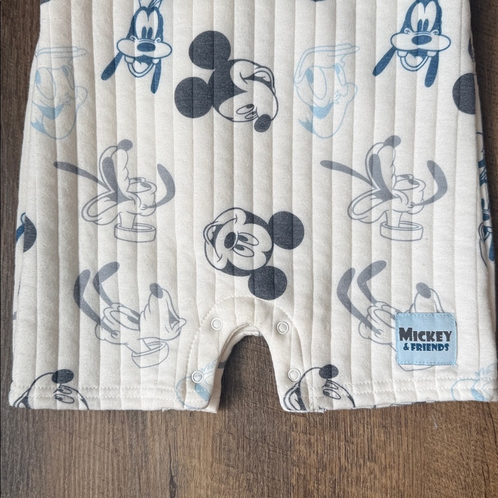 Disney Baby Mickey & Friends Quilted Baby Romper White Blue & Gray Size 24M - Picture 5 of 10